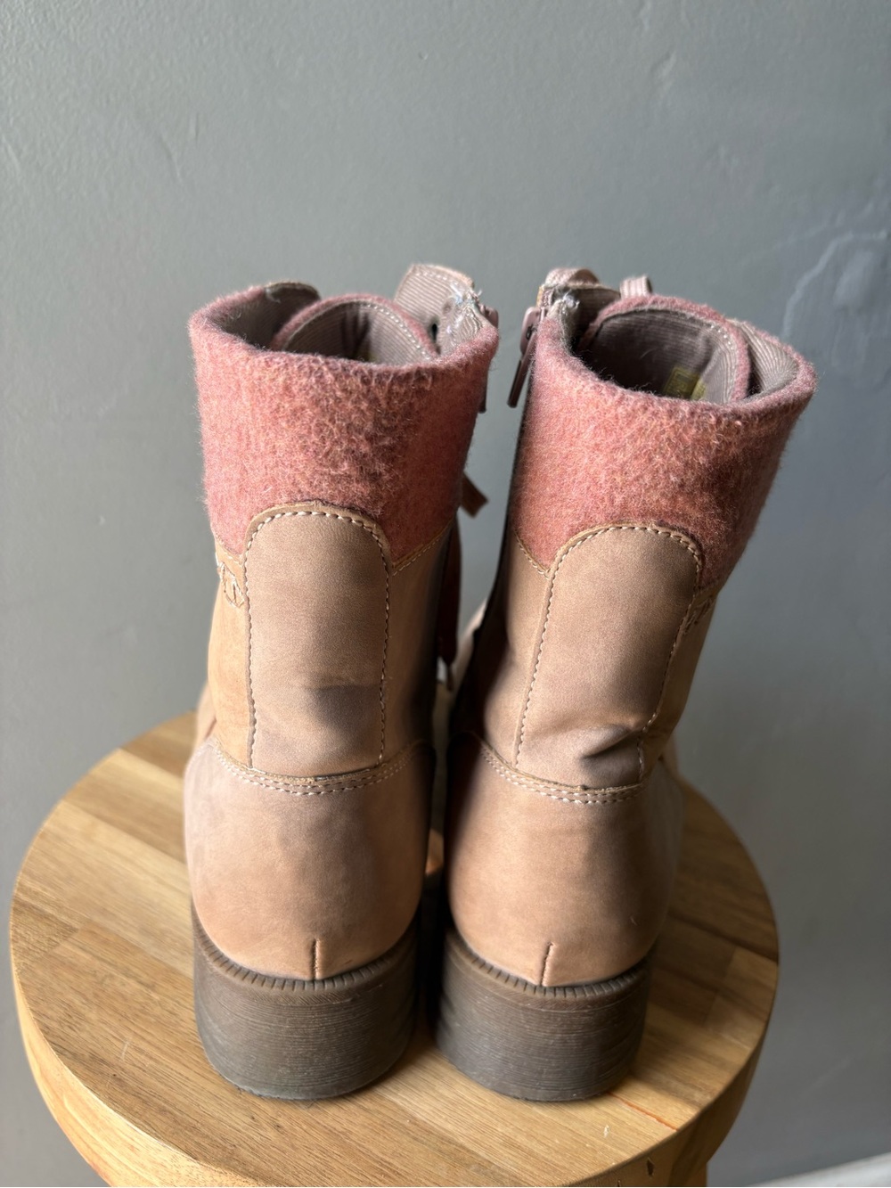 Origins Blush Leather Lace Up Moto Boots Rowan Nubuck ~ Size 10 - Picture 5 of 10